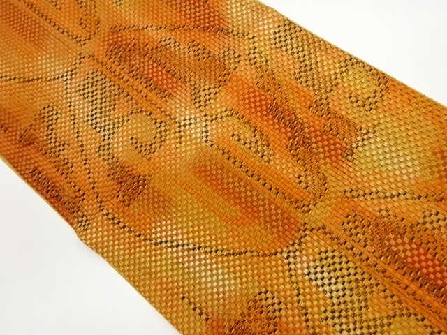 JAPANESE KIMONO / VINTAGE NAGOYA OBI / CHIKUZEN HAKATA / WOVEN ABSTRACT PATTERN
